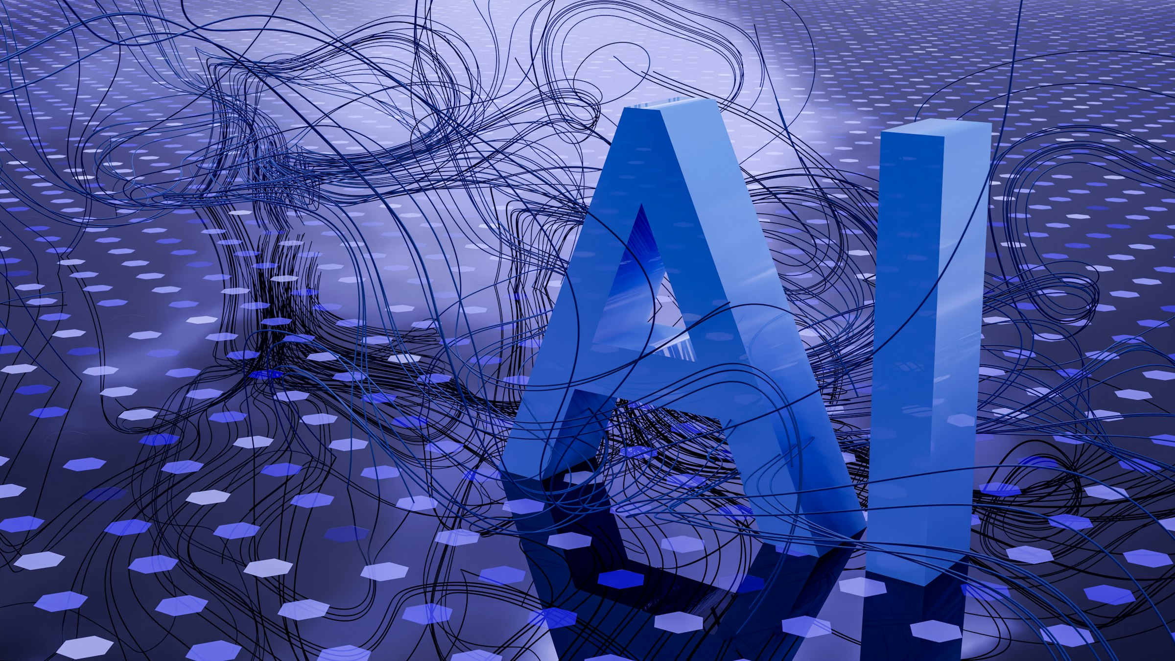 Abstract visualization suggesting artificial intelligence and neural systems